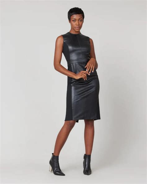 Spanx Leather Like Combo Fitted Dress Lulubelles Boutique