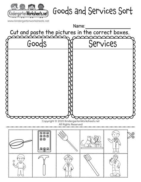 Goods And Services Kindergarten Worksheet
