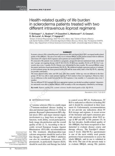 pdf health related quality of life burden in scleroderma patients treated with two different