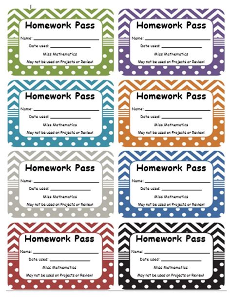 These Homework Passes Are Completely Editable Just Type In The