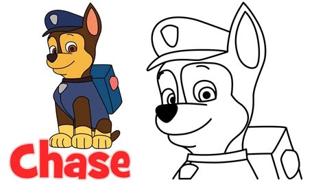How To Draw Chase Paw Patrol Characters Step By Step Youtube