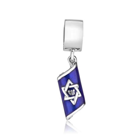 Colgante Mezuzah Azul Plata De Ley 925 Judaica Los Olivos