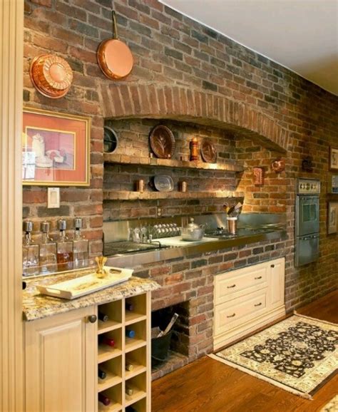 95 Stylish Kitchens With Brick Walls And Ceilings Digsdigs
