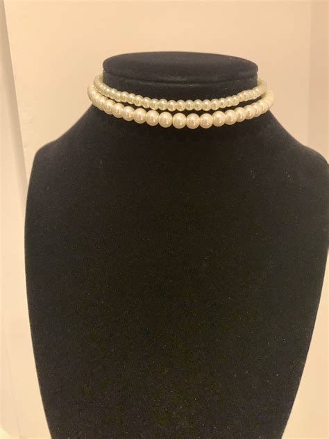 Double Strand Pearl Choker Etsy