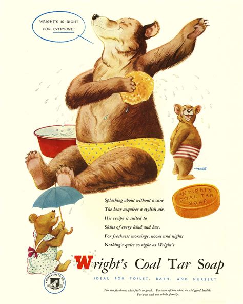 Vintage Bathroom Print Bathing Bears Soap Ad 4 Sizes 1950s Etsy