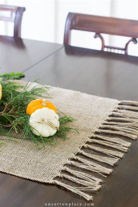 Diy Burlap Table Runner With Tassels On Sutton Place Burlap Table