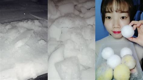 Freezer Frost Ice Ball Eating Crunchy Sounds Ice Eating Asmr ️ ️