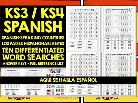 Spanish Speaking Countries Word Searches Teaching Resources