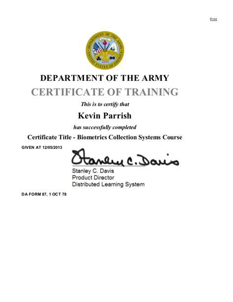 Army Alms Certificates