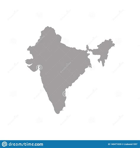 Grey Blank India Map Flat Vector Illustration Stock