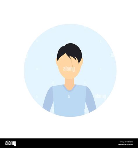 Brunette Man Avatar Isolated Faceless Male Cartoon Character Portrait Flat Stock Vector Image
