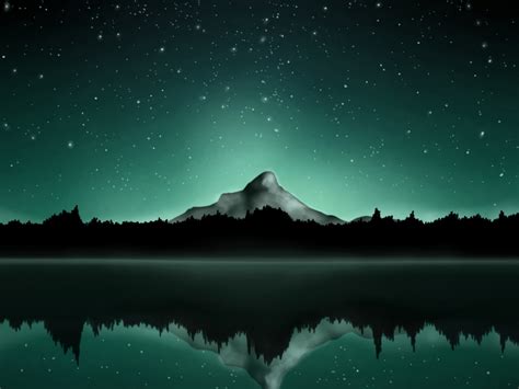 Wallpaper Mountain Summit Starry Sky Lake Reflections Art Desktop