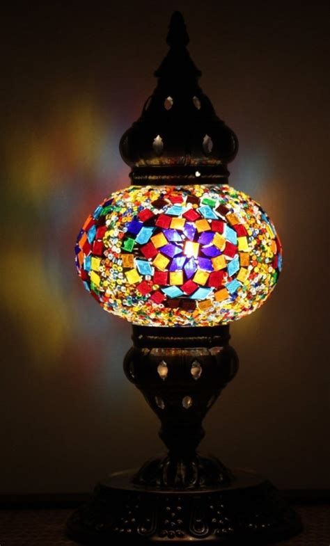 Turkish Mosaic Table Lamp Medium Orange Glow Nirvana