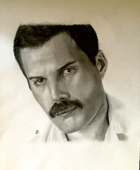 Portrait Freddie Mercury Of Queen Graphite Pencil Drawing Horsham