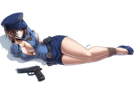 Karosu Maker Jill Valentine Resident Evil 1girl Arms Behind Back Bdsm Beretta 92 Blue