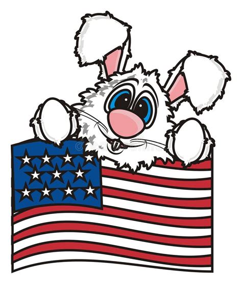 White Bunny Holding An American Flag Stock Illustration Illustration Of Greeting Paws