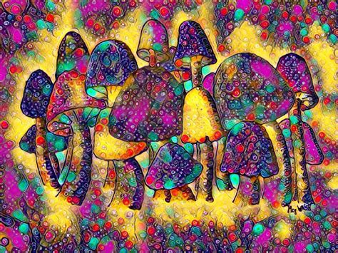 Psychedelic Mushrooms Digital Art By Megan Walsh Pixels