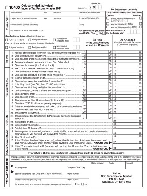 Ohio It1040x Fill Out And Sign Printable Pdf Template Signnow