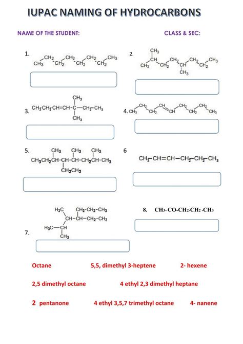 Iupac Naming Practice Worksheets With Answers