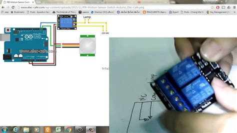 PIR motion sensor+Lamp+relay+arduino(เปิดปิดไฟบ้าน220V) - YouTube