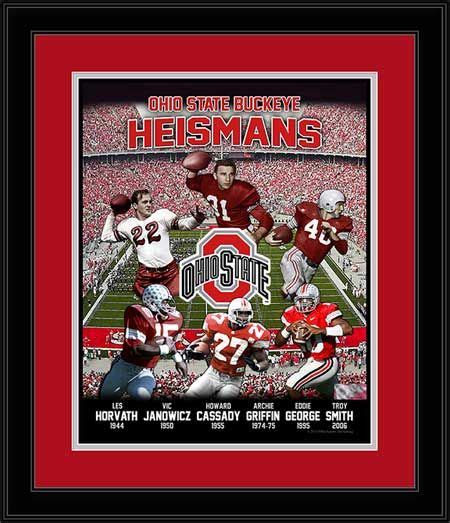 Ohio State Buckeyes Framed Poster Print Heisman Trophy Winners Six