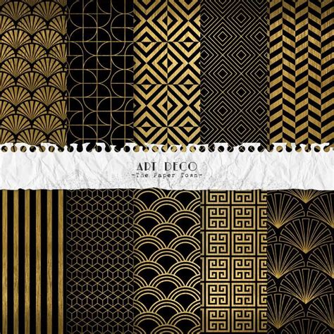 Black And Gold Art Deco Digital Scrapbook Papers 10 Great Etsy Art