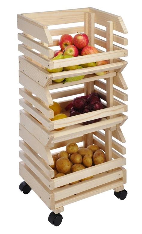 Mts 3 Tier Wooden Kitchen Vegetable Fruit Storage Food Rack Portable