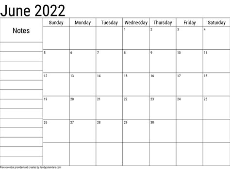 2022 June Calendars Handy Calendars
