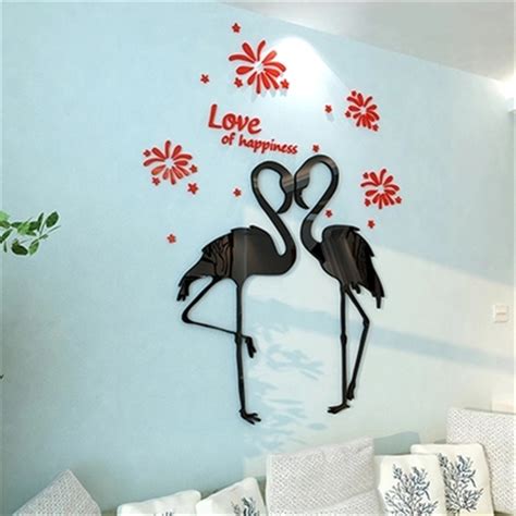 Love Birds 3d Three Dimensional Acrylic Wall Stickers Romantic Wedding