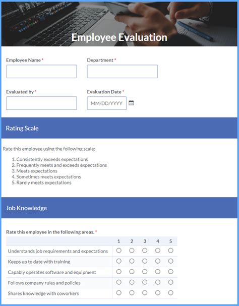 Evaluation Form Templates Formsite
