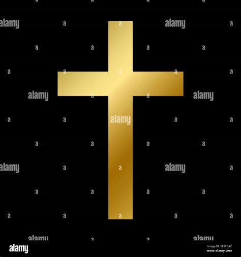 Latin Cross Symbol Isolated Christian Religious Golden Sign On White