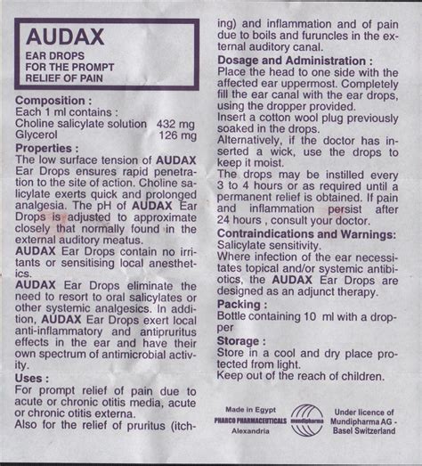Maybe you would like to learn more about one of these? Drug Pamphlet: AUDAX
