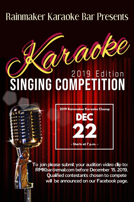 Karaoke Singing Competition Template Postermywall