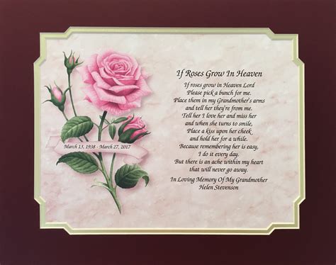 In Memory Of Grandmother Loss Of Grandma If Roses Grow In