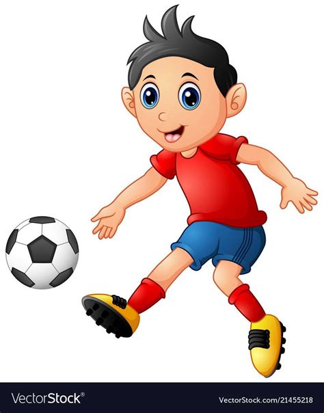 Cartoon Boy Playing Football Royalty Free Vector Image Cartoon Boy