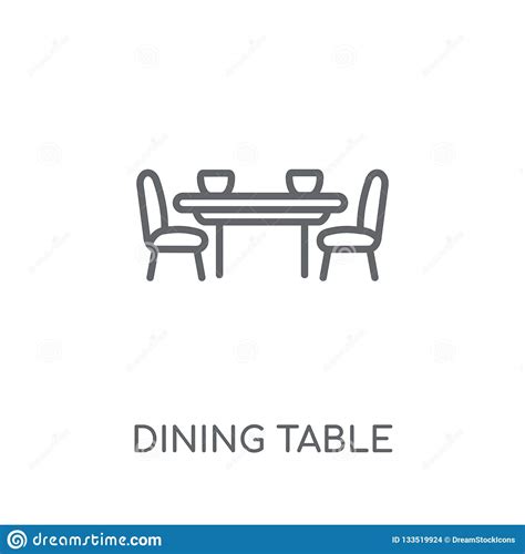 Dining Table Linear Icon Modern Outline Dining Table Logo Conce Stock