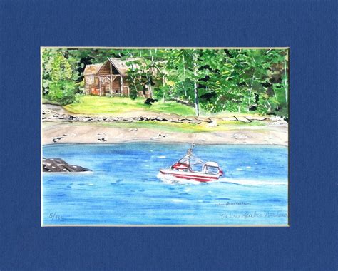 Alaska Art Ketchikan Watercolor Print Alaska Shoreline With Etsy