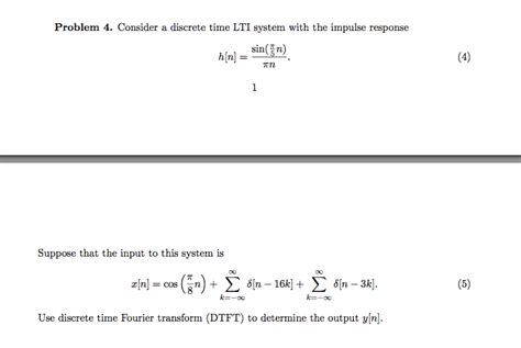 solved consider a discrete time lti system with the impulse