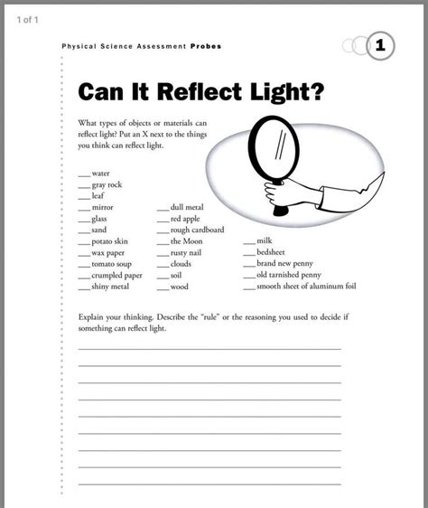 Light Reflection Worksheet