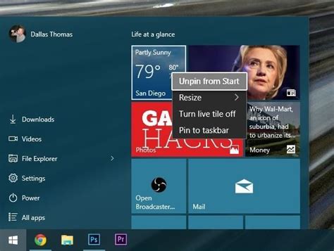How To Remove Live Tiles And Resize The Start Menu In Windows 10