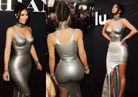 Kim Kardashians Hourglass Curves In Skintight Latex Dress At The