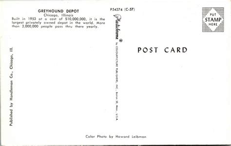 Greyhound Bus Terminal Depot Chicago Vintage Postcard C 1970s