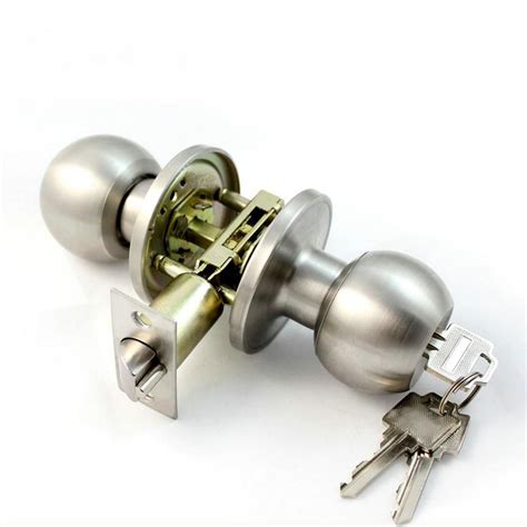 Door handle lever lock with spindle & fixings satin aluminium with black capped. Stainless Steel Bathroom Round Door Knobs Set Handle ...