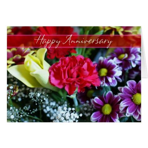 Happy Wedding Anniversary Bouquet Of Flowers Card Zazzle