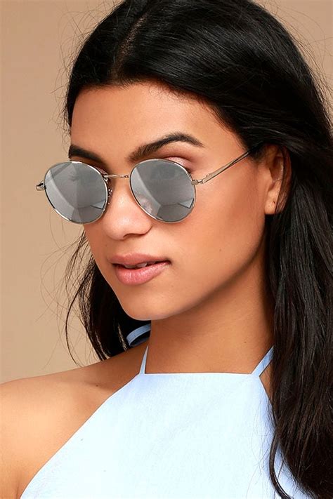 Cool Silver Sunglasses Mirrored Sunglasses Round Sunglasses 15