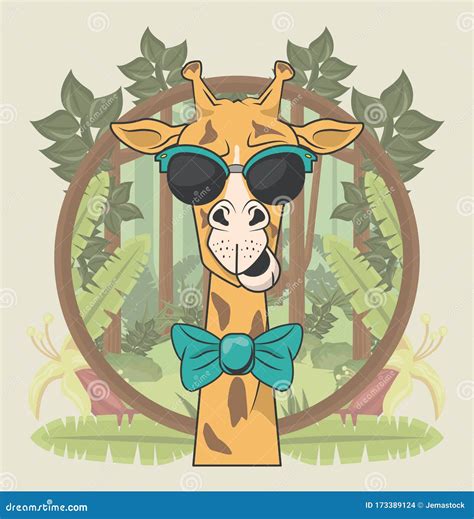 Funny Giraffe With Sunglasses Cool Style Stock Vector Illustration Of Anthropomorphism