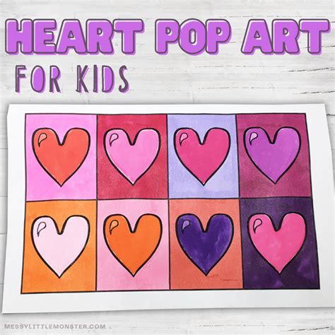 Heart Pop Art For Kids Messy Little Monster