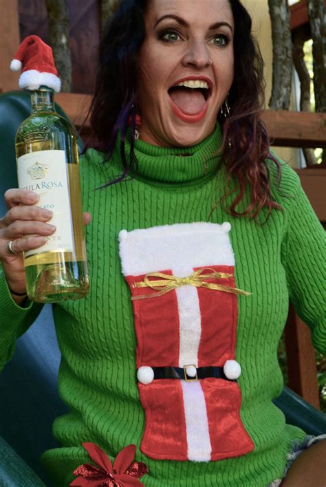 wine holder ugly christmas sweater woman s medium green turtle neck