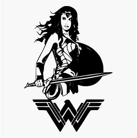 Black And White Silhouette Wonder Woman Logo Vipdownloadimage
