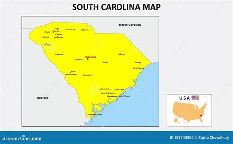 South Carolina Map State And District Map Of South Carolina Stock